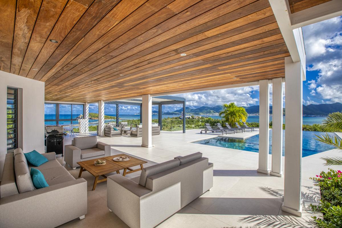 Location villa Saint Martin Terres Basses - villa 5 chambres 10 prsonnes - 300m de la plage de Baie aux Prunes - Vue mer et Piscine (10)